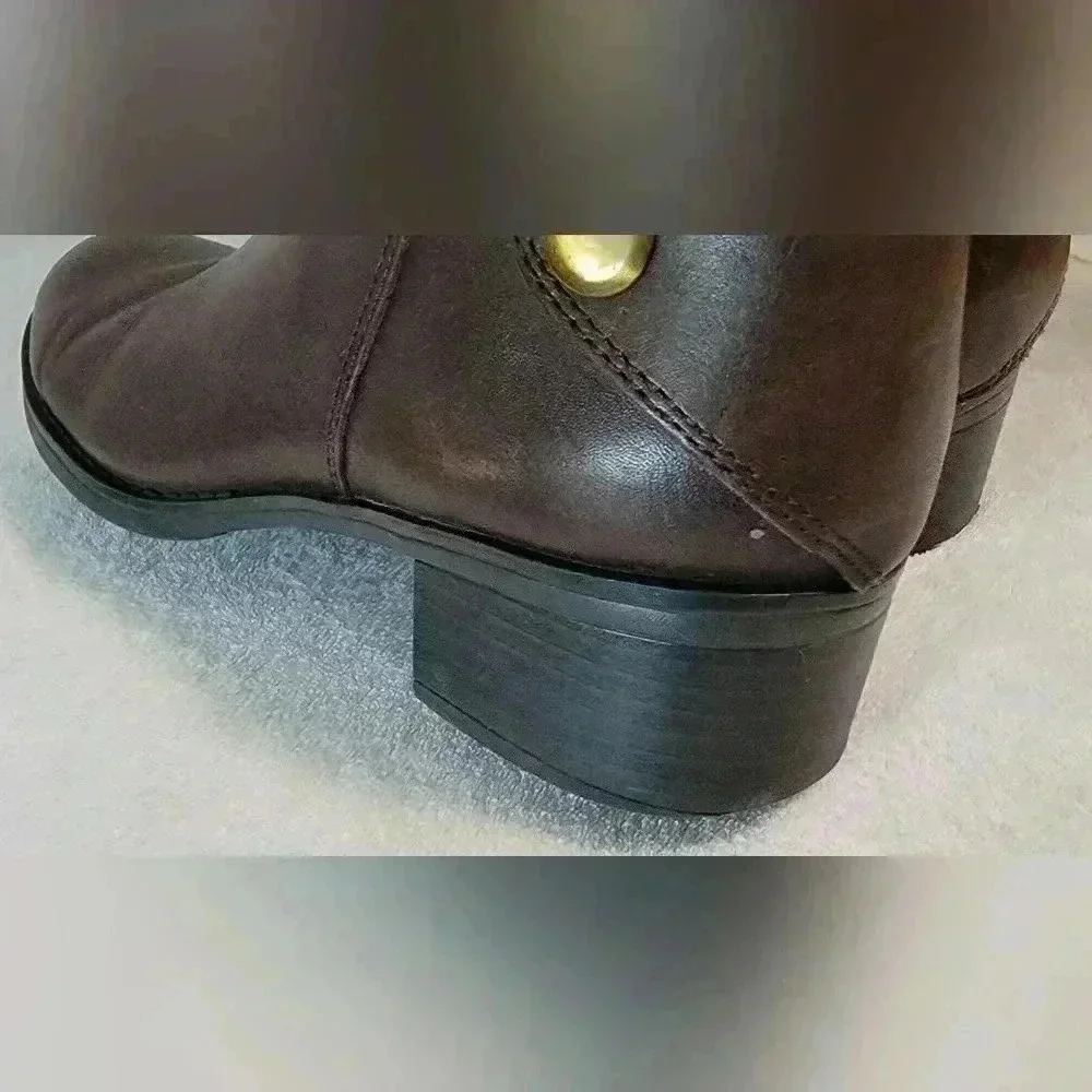 Franco Sarto Genuine Leather Tall Riding Style Calf Brown Knee Boots CYMA2 7.5 - Picture 6 of 10